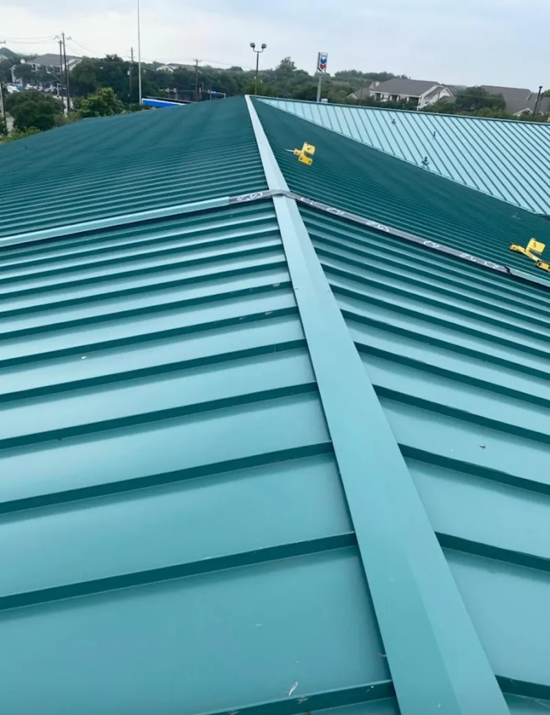 Green commercial metal roof ridge and valley for Metal Roof Repair in Ocean